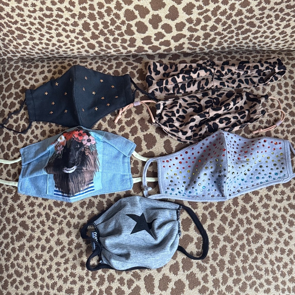 Fashion Face Mask Set of 5 masks and 1 headband NWOT
